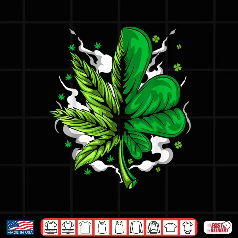 Design Funny Saint Patrickss Day 420 Cannabis Clover Shirt