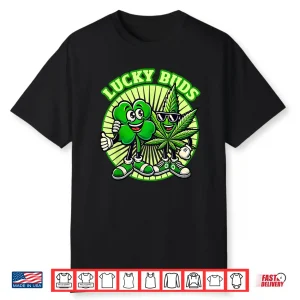 Lucky Buds St. Patrick’S Day 420 High Rish Retro Clover Weed Shirt