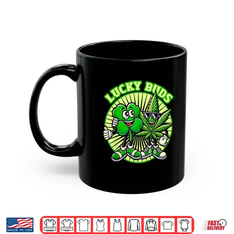 Mug Lucky Buds St. Patricks Day 420 High rish Retro Clover Weed Shirt