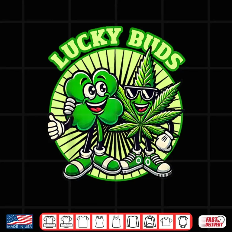 Design Lucky Buds St. Patricks Day 420 High rish Retro Clover Weed Shirt