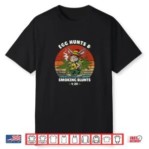 Stoned Easter Bunny With Joint 4 20 Marijuana Easter 420 Day Shirt