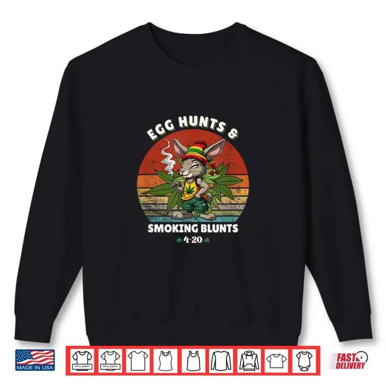Sweatshirt Stoned Easter Bunny With Joint 4 20 Marijuana Easter 420 Day Shirt