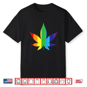 Marijuana Rainbow Gay Flag Weed Leaf Shirt Gay Pride Shirt