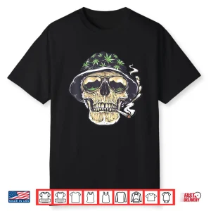 Marijuana Smoking Skull Camo Island Chilling Weed Stoner 420 Shirt