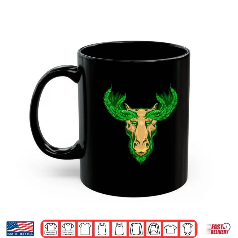 Mug Marijuana Smoking Moose Head Hunter Chilling Weed Stoner 420 Shirt