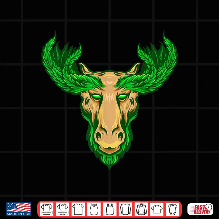 Design Marijuana Smoking Moose Head Hunter Chilling Weed Stoner 420 Shirt