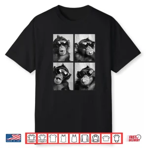 Cute Monkeys With Sunglasses Cool Chimpanzees Photo Booth Shirt