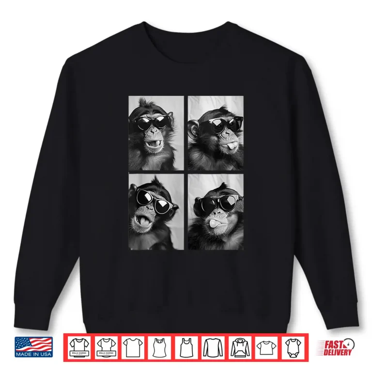 Sweatshirt Cute Monkeys with Sunglasses Cool Chimpanzees Photo Booth Shirt