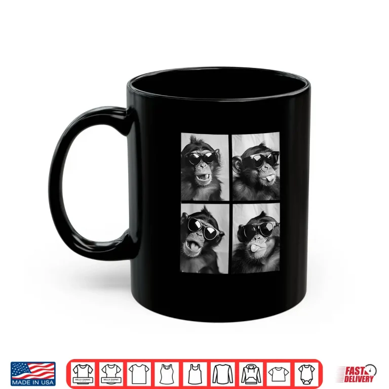 Mug Cute Monkeys with Sunglasses Cool Chimpanzees Photo Booth Shirt