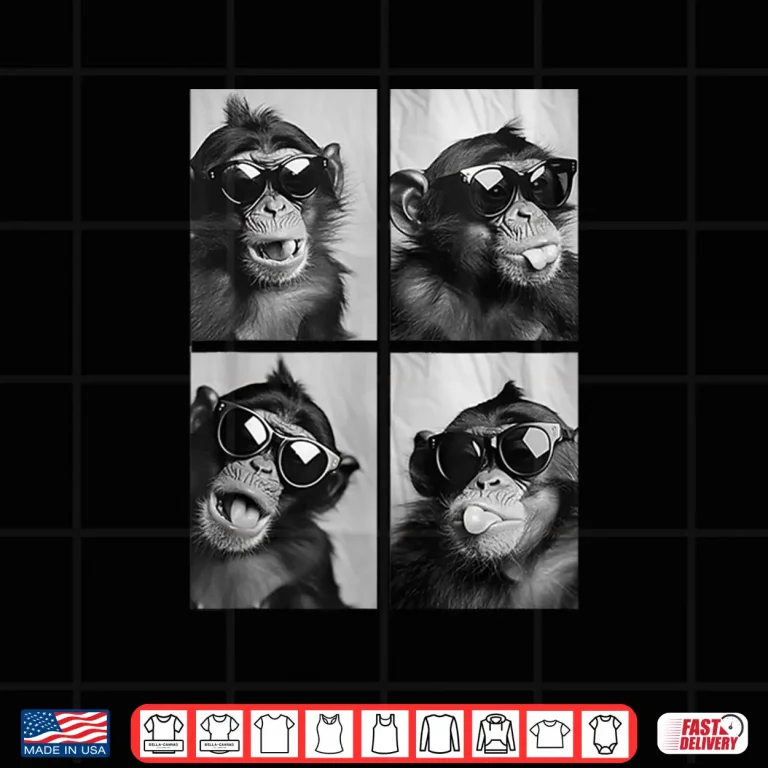 Design Cute Monkeys with Sunglasses Cool Chimpanzees Photo Booth Shirt