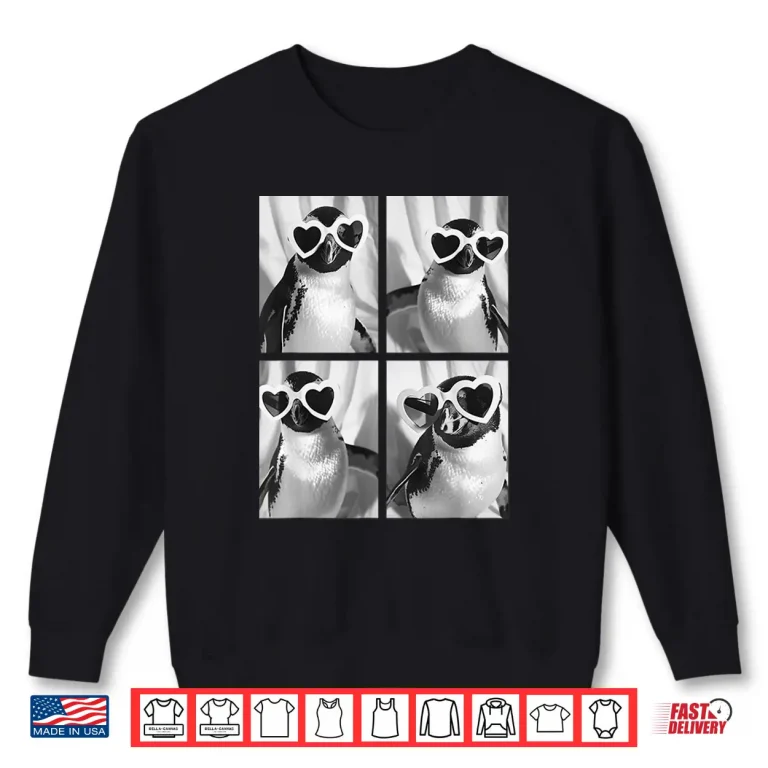 Sweatshirt Cute Penguins with Hearts Sunglasses Funny Valentines Day Shirt