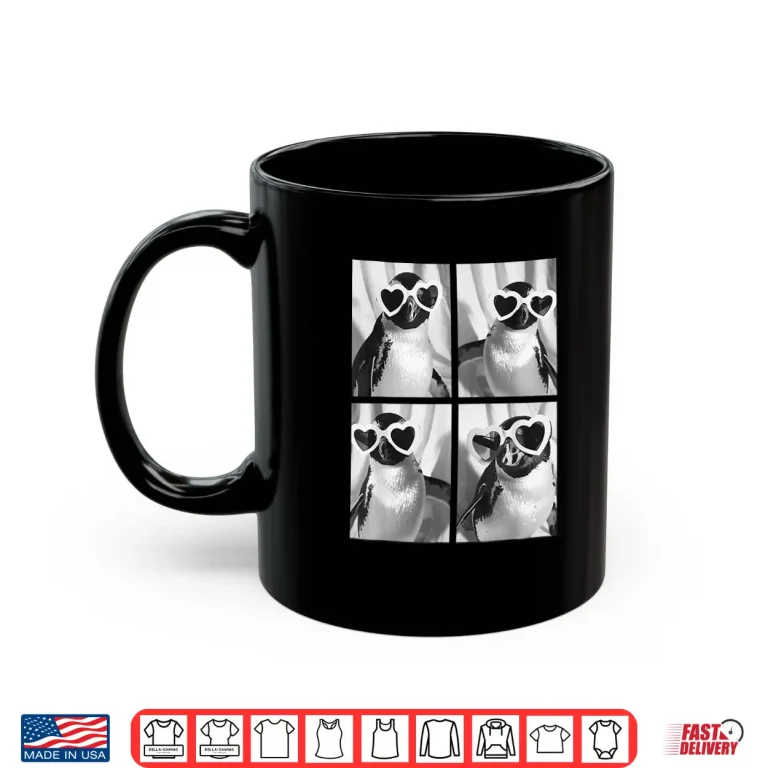Mug Cute Penguins with Hearts Sunglasses Funny Valentines Day Shirt