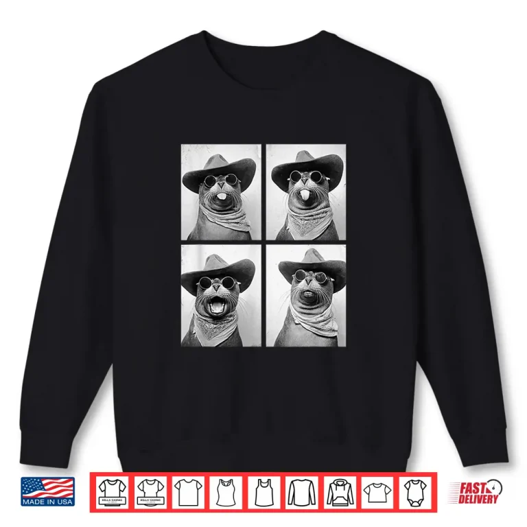 Sweatshirt Cowboy Seals with Sunglasses Animal Photo Booth Western Shirt