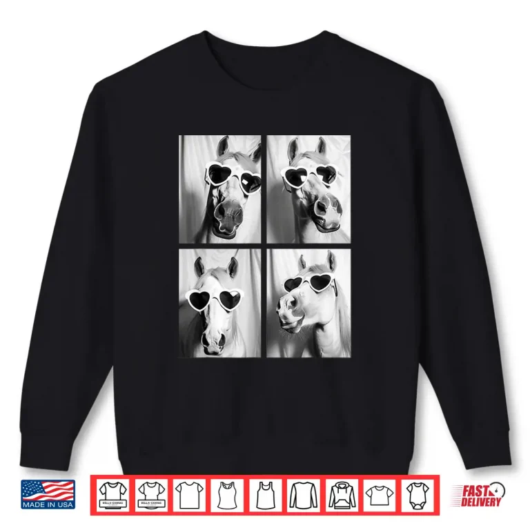 Sweatshirt Cute Horses with Hearts Sunglasses Funny Valentines Day Shirt