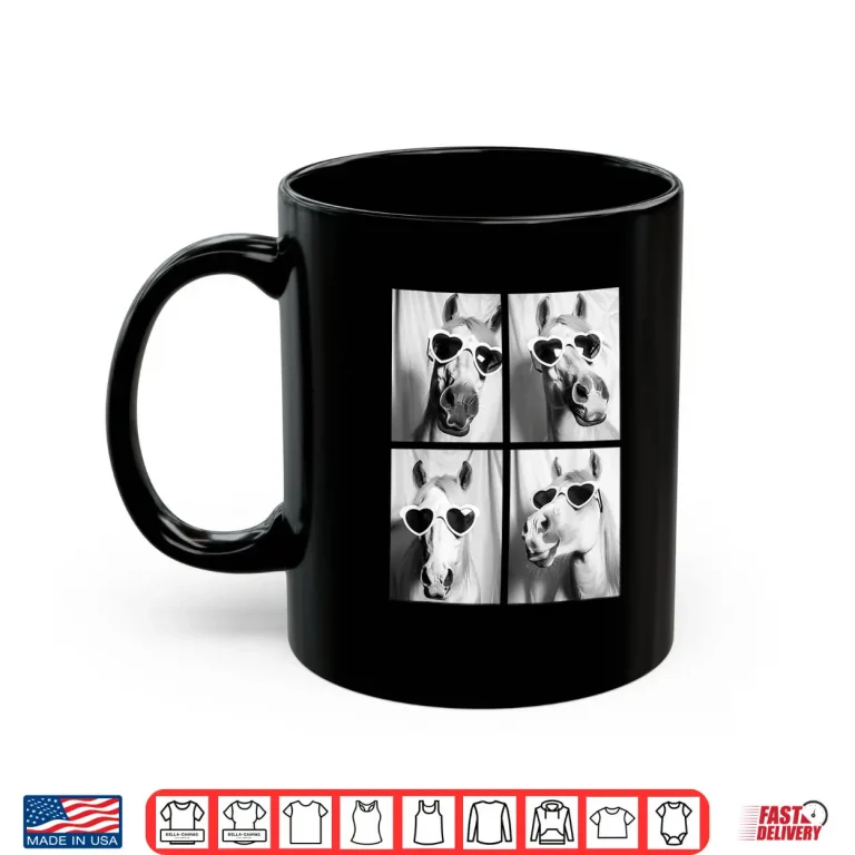 Mug Cute Horses with Hearts Sunglasses Funny Valentines Day Shirt