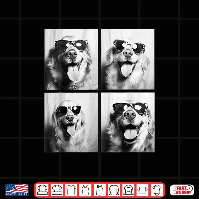 Design Funny Golden Retriever Dogs with Sunglasses Cute Pets Meme Shirt