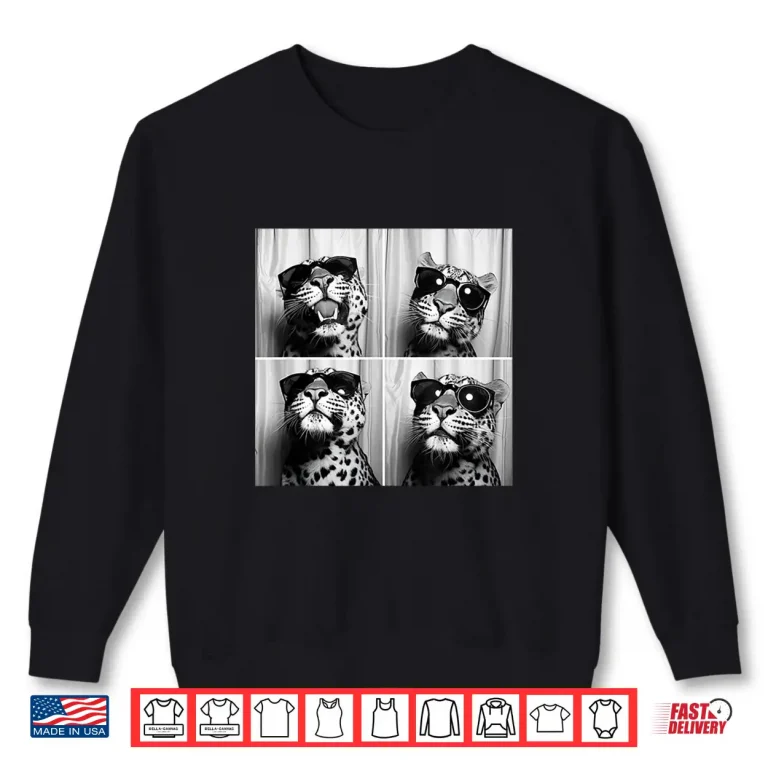 Sweatshirt Leopard Face Wearing Sunglasses Funny Animal Leopard Graphic Shirt