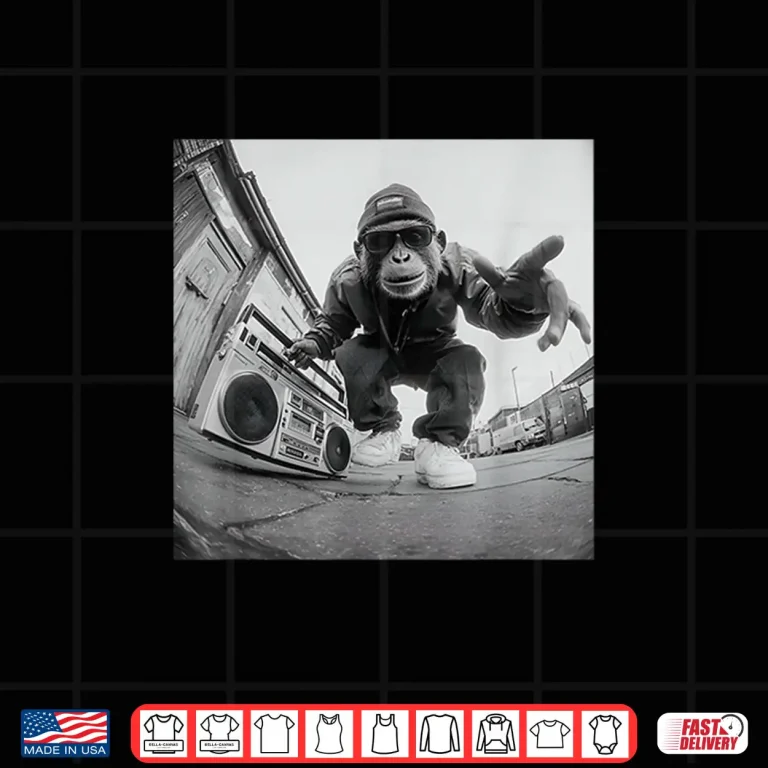 Design Retro Hip Hop Monkey Street Art Graphic Shirt