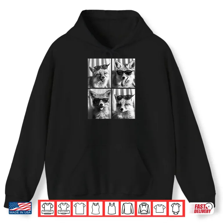Hoodie Cute Foxes with Sunglasses Cool Fox Animals Photo Booth Shirt