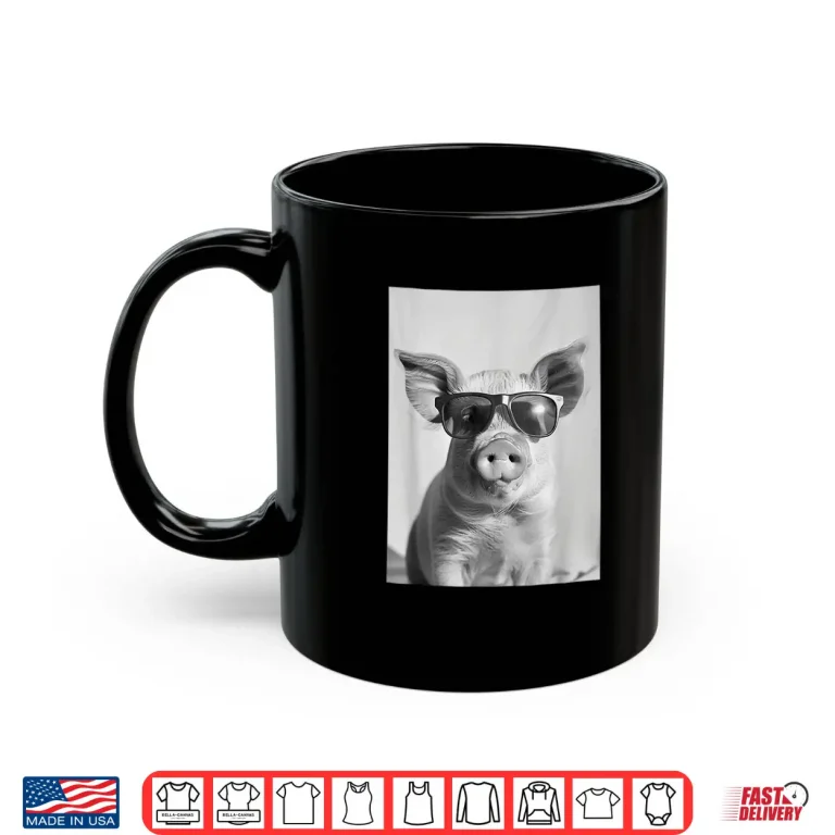 Mug Cute Pig with Sunglasses Cool Farm Animal Photo Booth Shirt