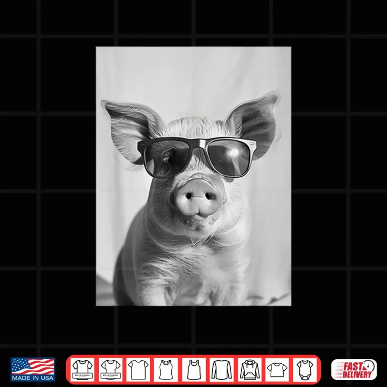 Design Cute Pig with Sunglasses Cool Farm Animal Photo Booth Shirt