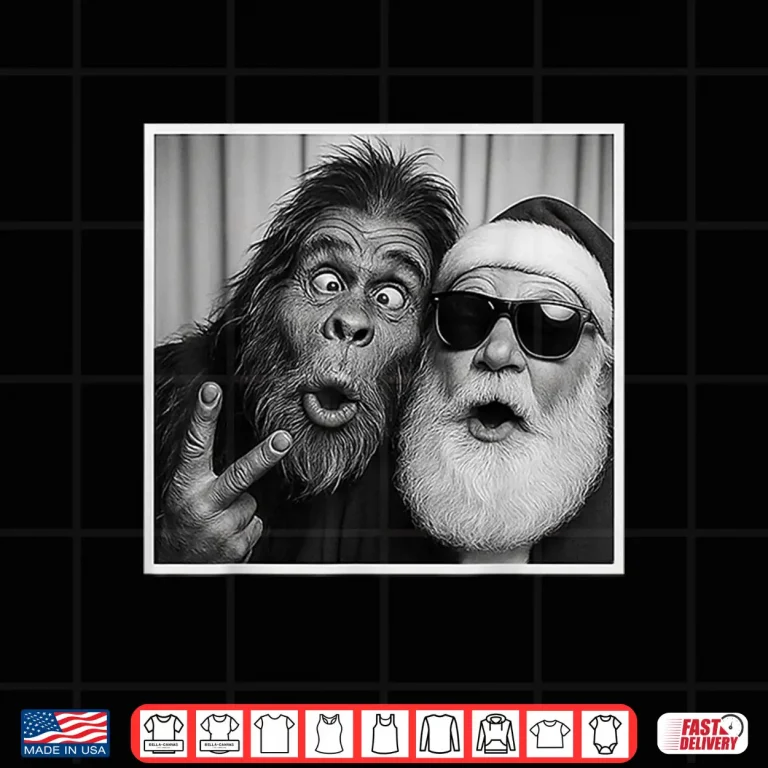 Design Funny Bigfoot photobooth with Santa Christmas Xmas Shirt