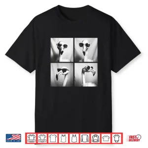 Funny Flamingos With Sunglasses Cool Animals Cute Birds Meme Shirt