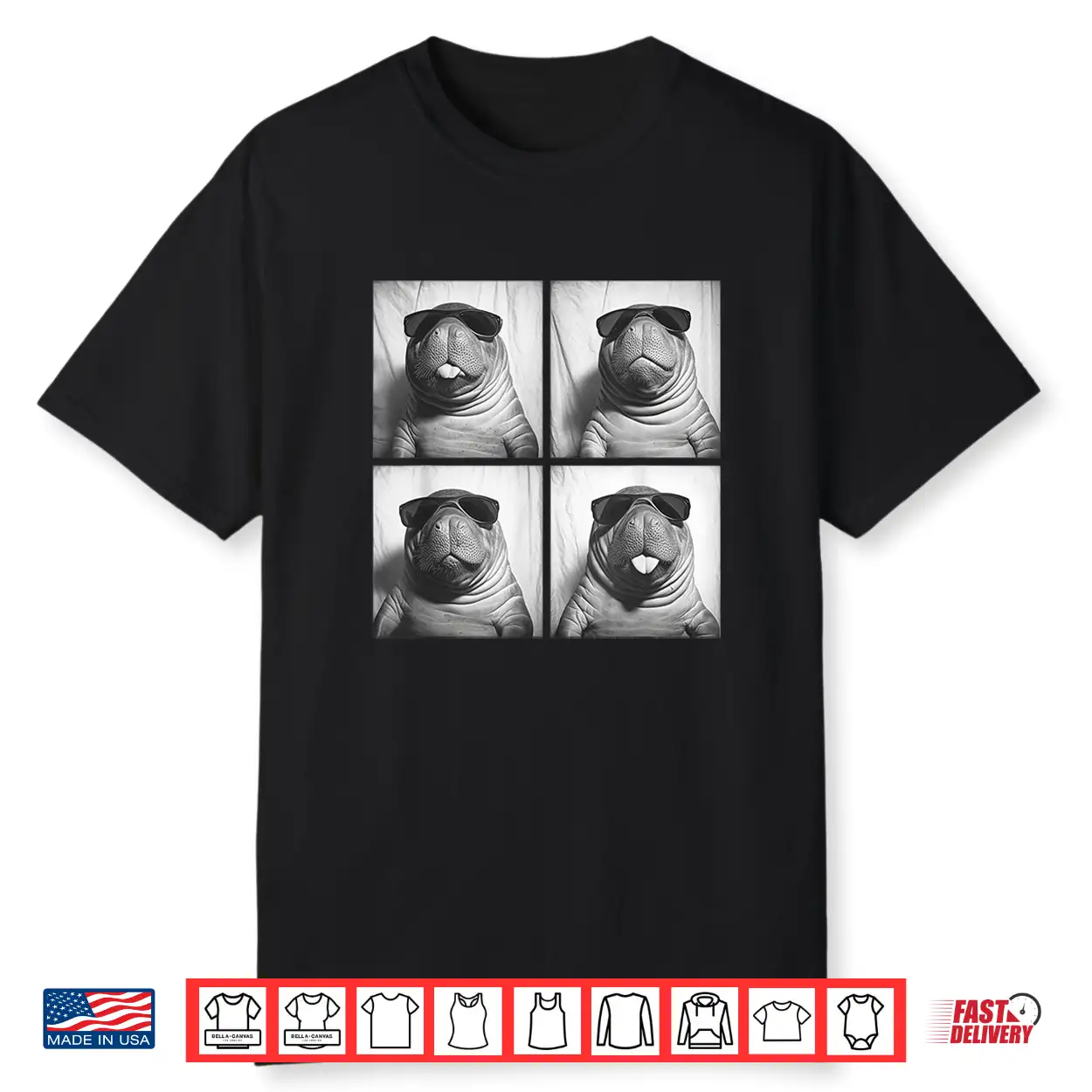 Funny Manatee With Sunglasses Photo Booth Animal Humor Meme Shirt Funny Manatee With Sunglasses Photo Booth Animal Humor Meme Shirt