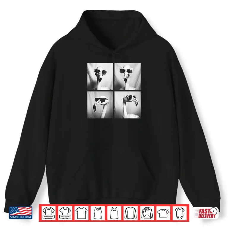 Hoodie Funny Flamingos with Sunglasses Cool Animals Cute Birds Meme Shirt