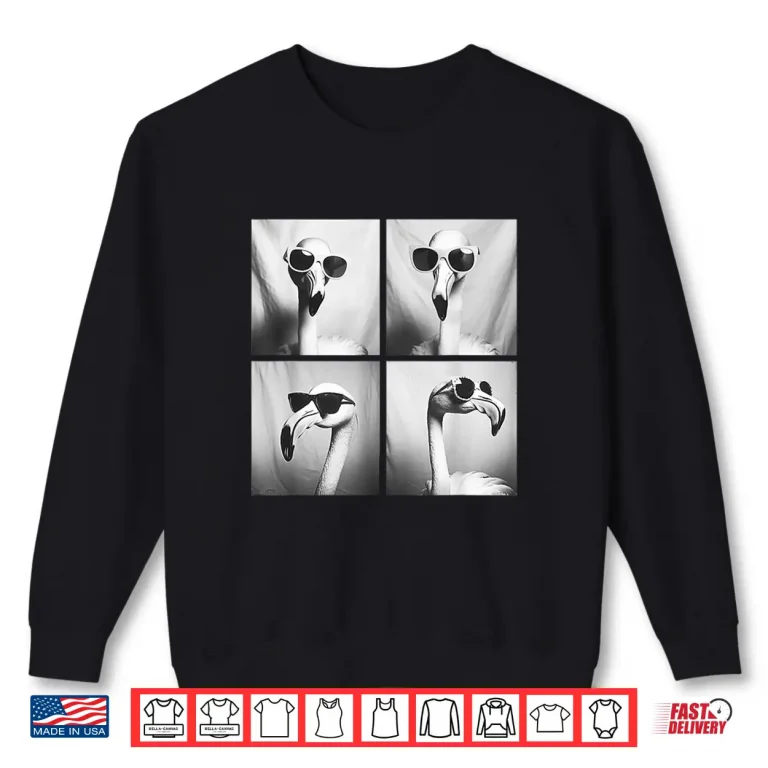 Sweatshirt Funny Flamingos with Sunglasses Cool Animals Cute Birds Meme Shirt