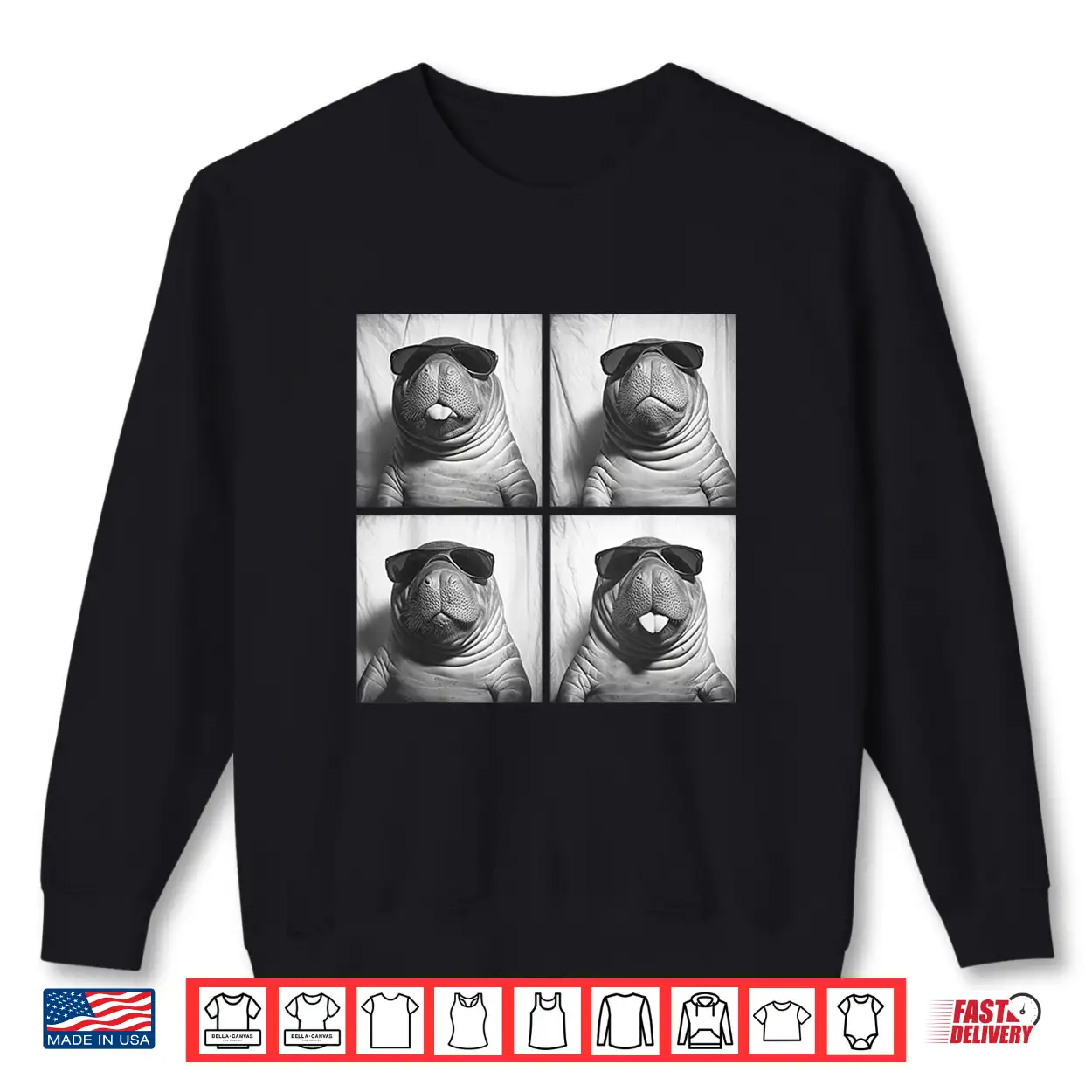 Funny Manatee With Sunglasses Photo Booth Animal Humor Meme Shirt Funny Manatee With Sunglasses Photo Booth Animal Humor Meme Shirt