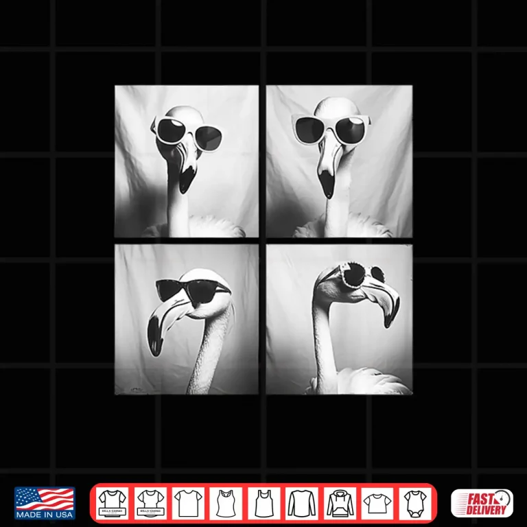 Design Funny Flamingos with Sunglasses Cool Animals Cute Birds Meme Shirt