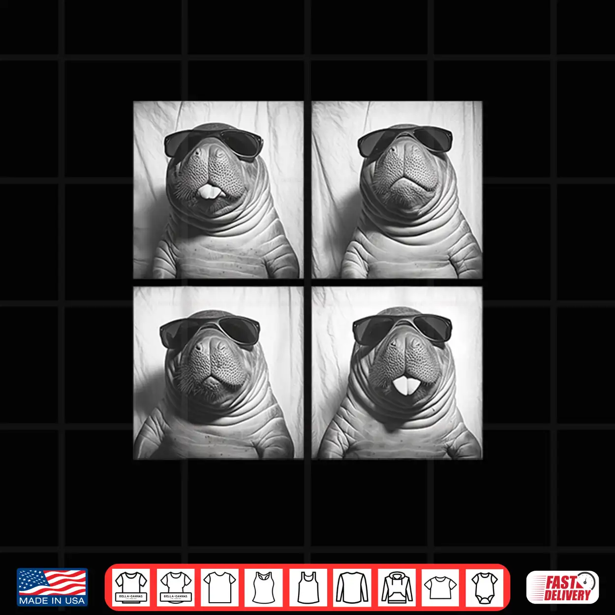Funny Manatee With Sunglasses Photo Booth Animal Humor Meme Shirt Funny Manatee With Sunglasses Photo Booth Animal Humor Meme Shirt