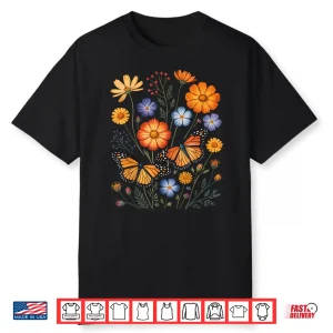 Blooming Flowers Graphic Gardening Floral Butterfly Gardner Shirt