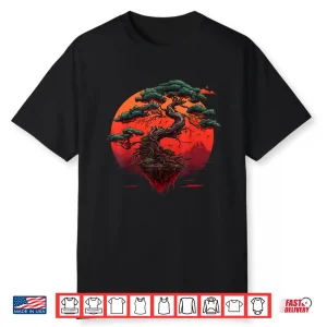 Bonsai Tree Japanese Zen Buddhist Enso Circle Graphic Shirt