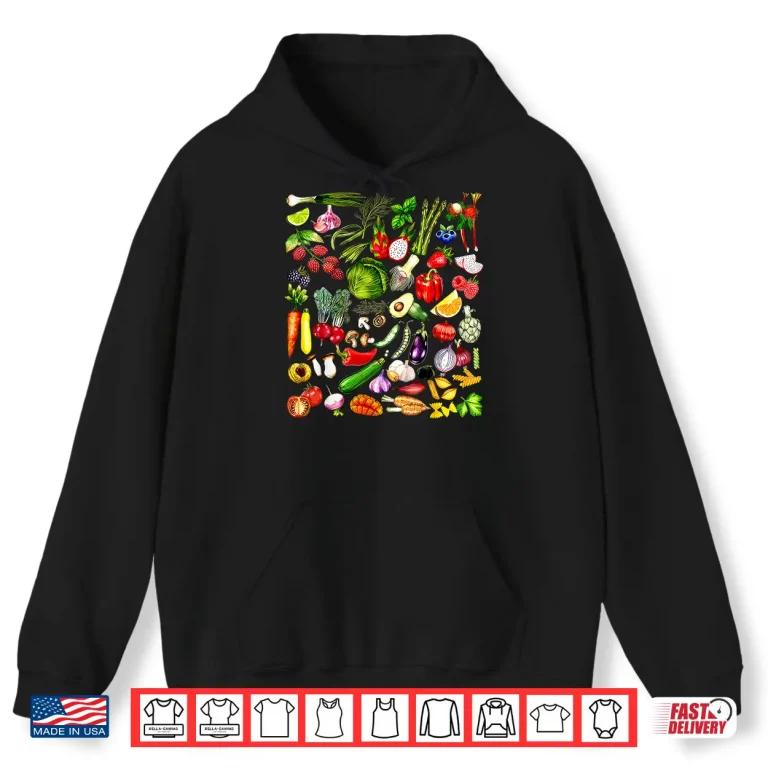 Hoodie Cottagecore Vintage Vegetables Art Veggie Vegan Gardening Shirt