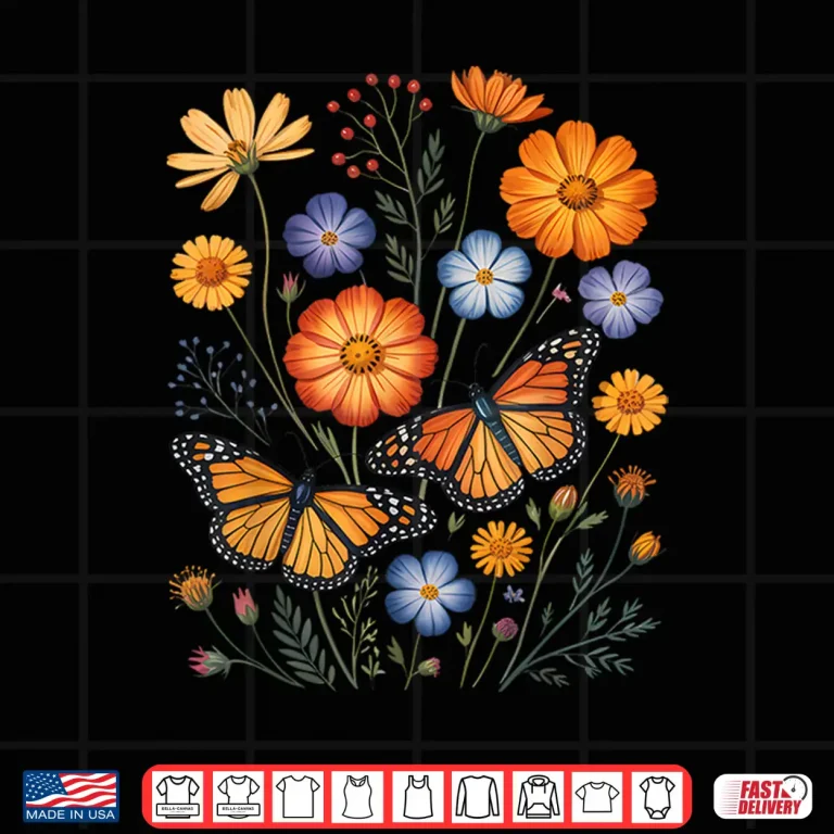 Design Blooming Flowers Graphic Gardening Floral Butterfly Gardner Shirt