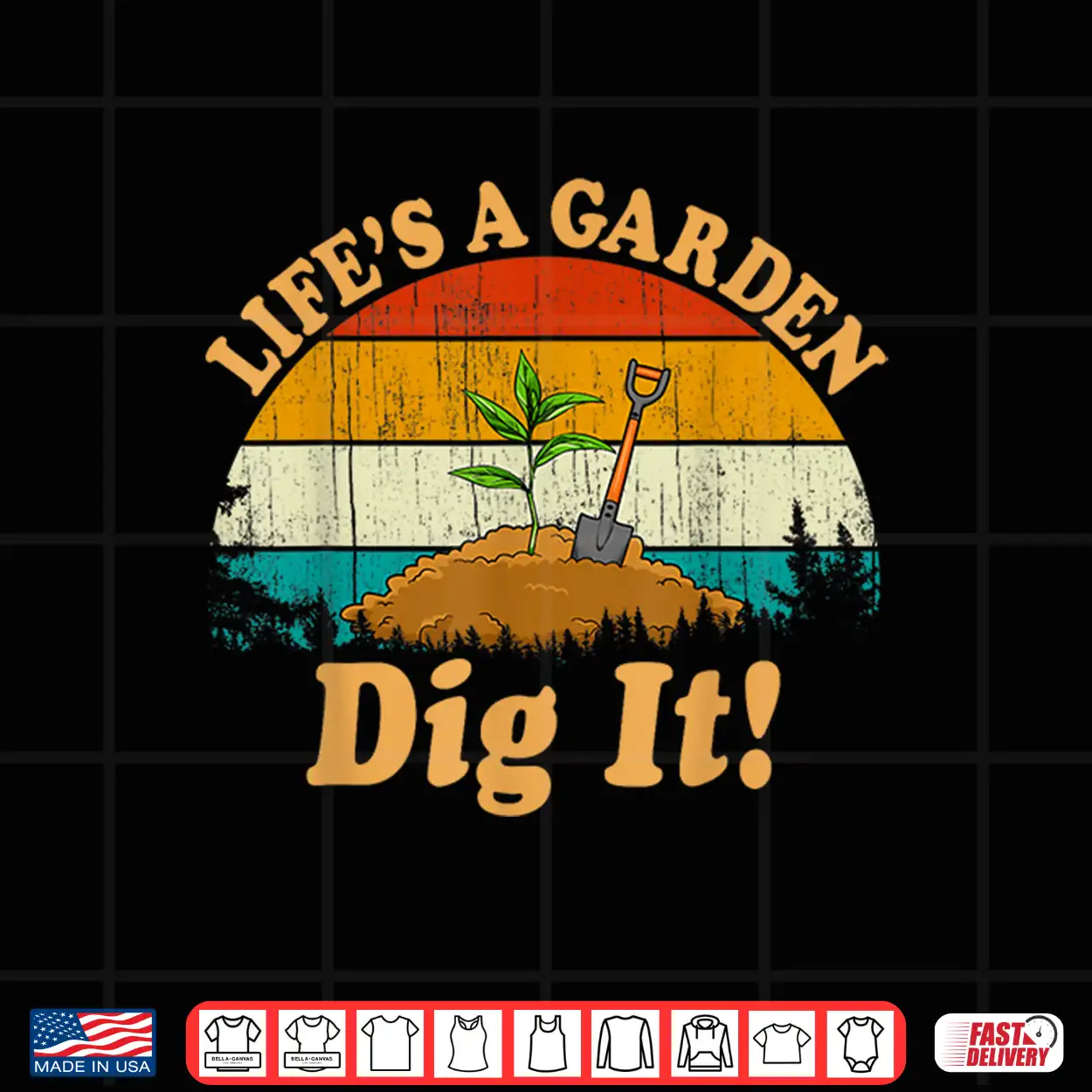 Lifes A Garden Dig It Vintage Retro Style Gardening Decor Shirt