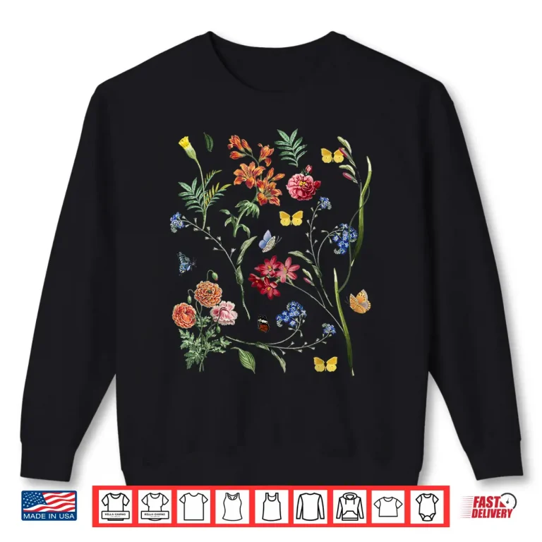 Sweatshirt Vintage Wild Botanical Flower Cottagecore Gardening Lover Shirt