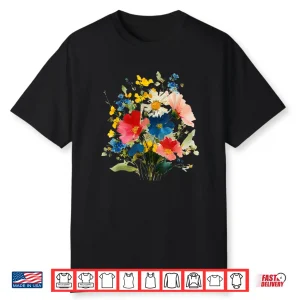 Vintage Wildflowers Watercolor Graphic Floral Gardening Shirt
