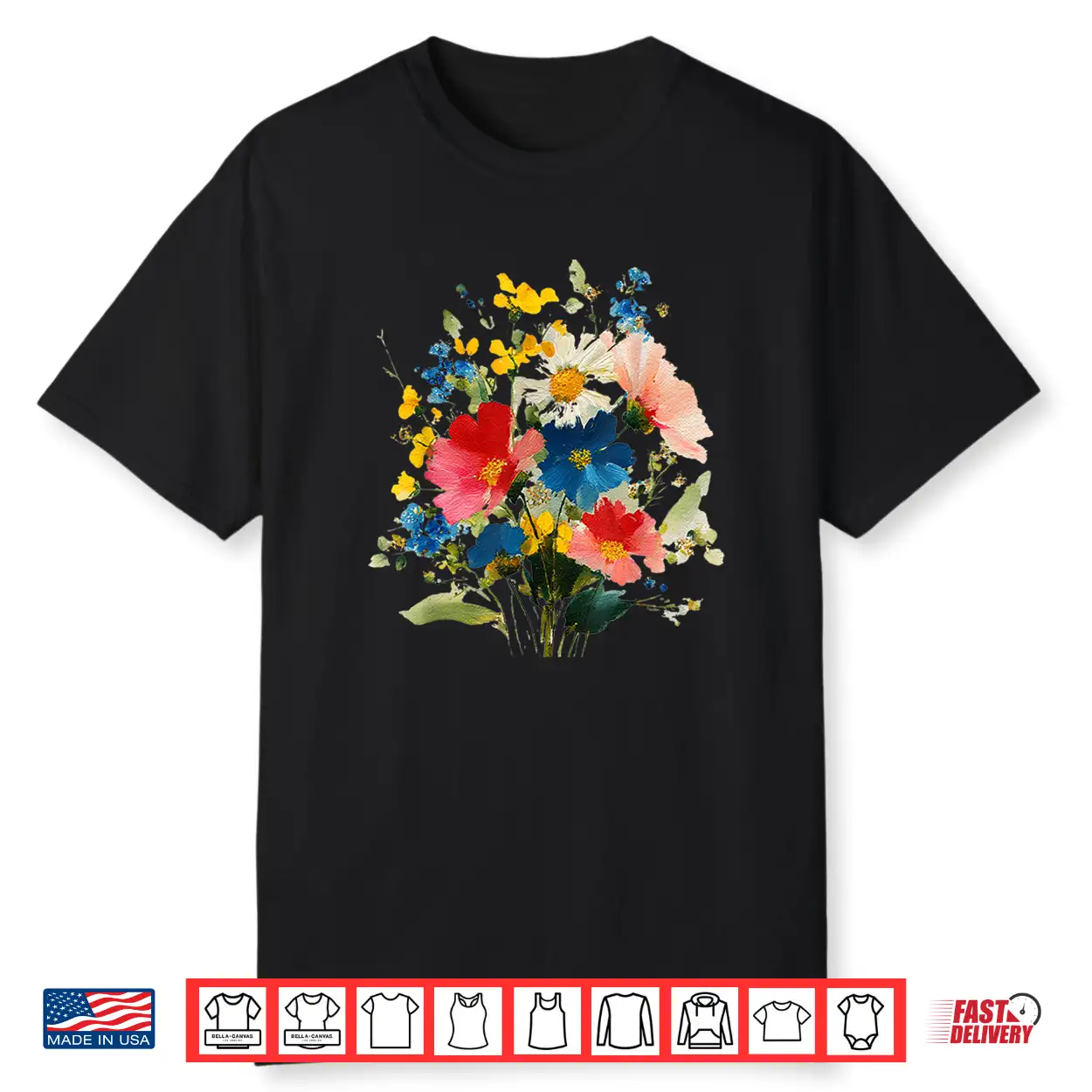 Vintage Wildflowers Watercolor Graphic Floral Gardening Shirt