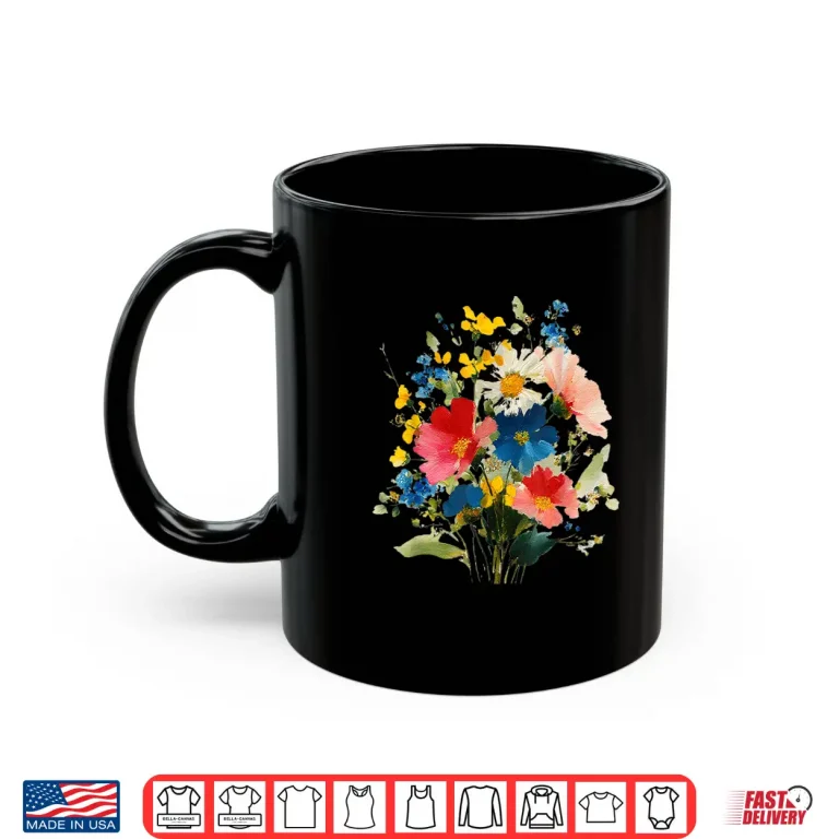 Mug Vintage Wildflowers Watercolor Graphic Floral Gardening Shirt