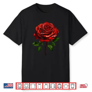 Professional Minimalist Single Red Rose Modern Graphic Shirt