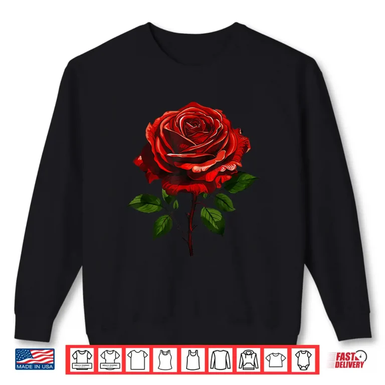 Sweatshirt Professional Minimalist Single Red Rose Modern Graphic Shirt