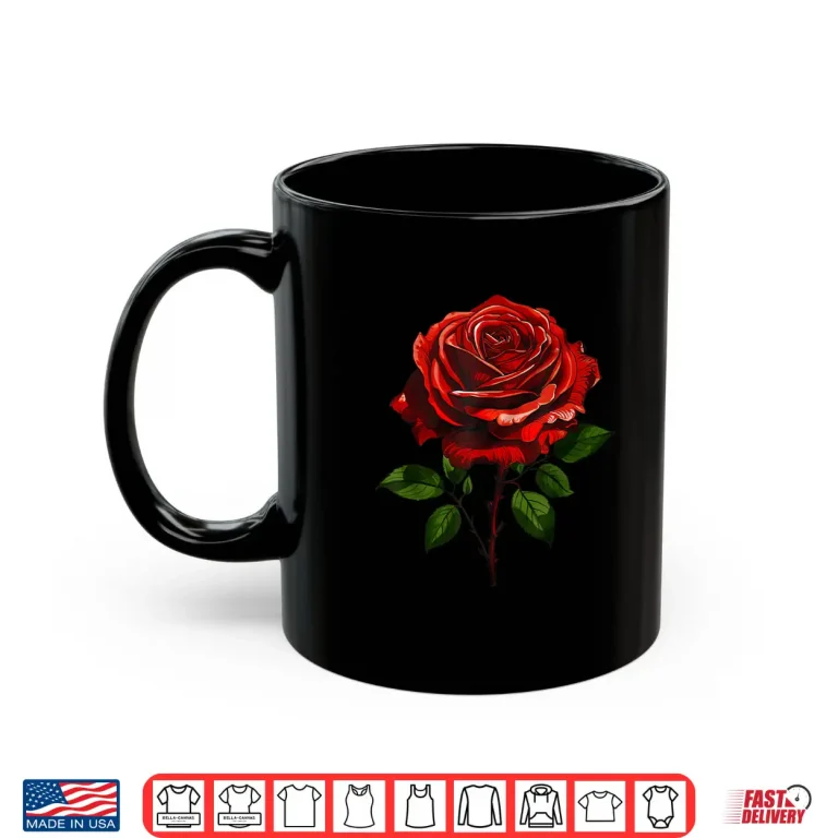 Mug Professional Minimalist Single Red Rose Modern Graphic Shirt