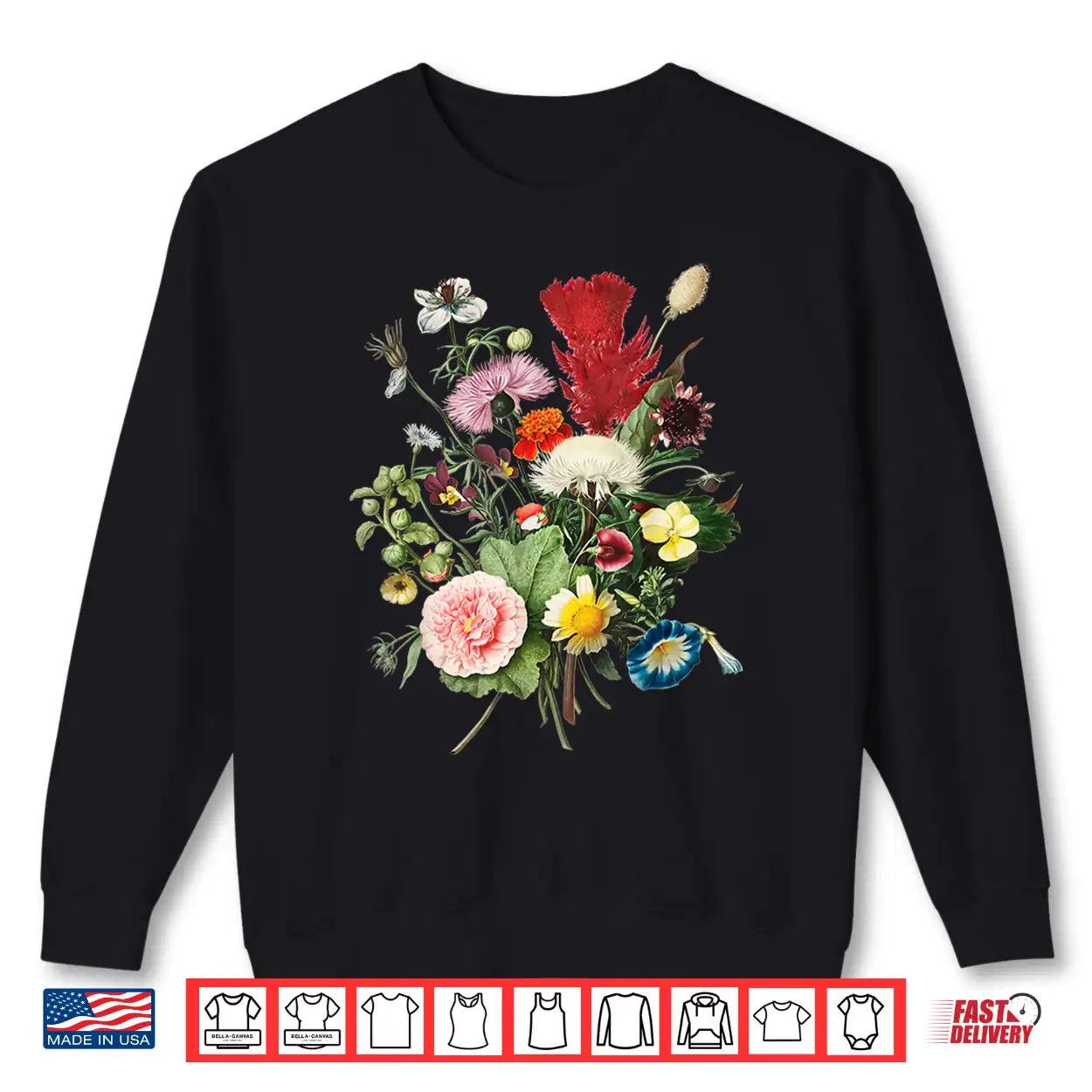 Vintage Wild Botanical Cottagecore Gardening Bouquet Shirt