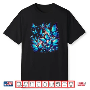 Blue Butterfly Art Garden Beautiful Butterflies Graphic Shirt
