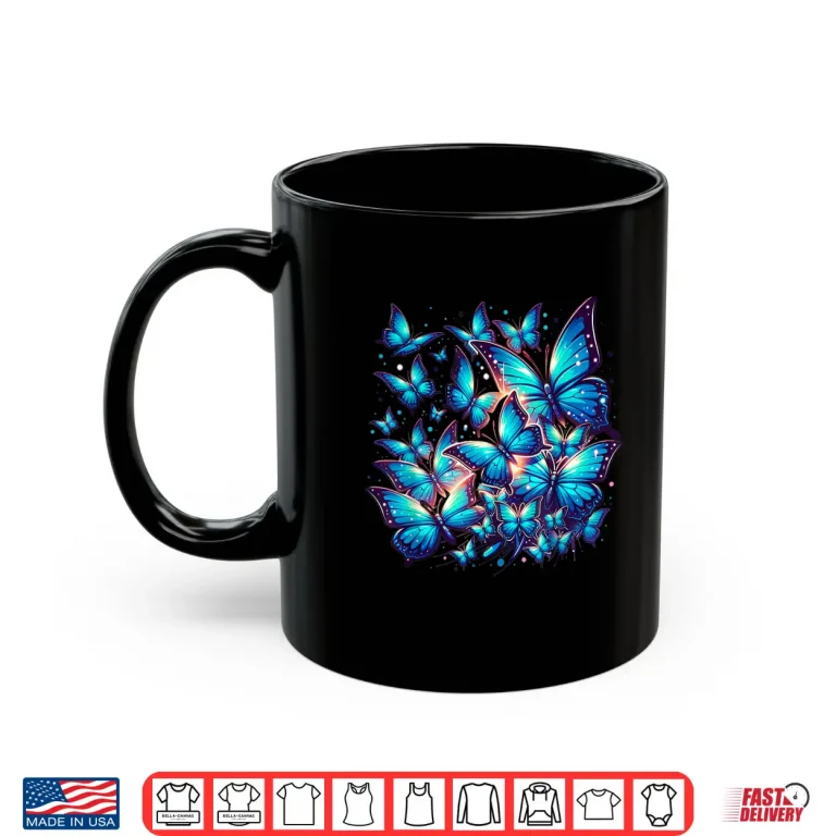 Mug Blue Butterfly Art Garden Beautiful Butterflies Graphic Shirt