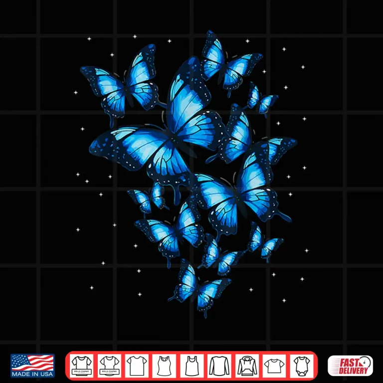 Design Blue Butterfly Art Beautiful Butterflies Modern Graphic Apparel Shirt