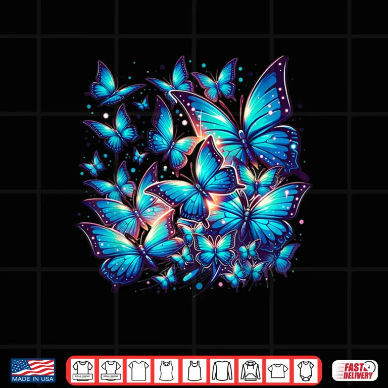 Design Blue Butterfly Art Garden Beautiful Butterflies Graphic Shirt
